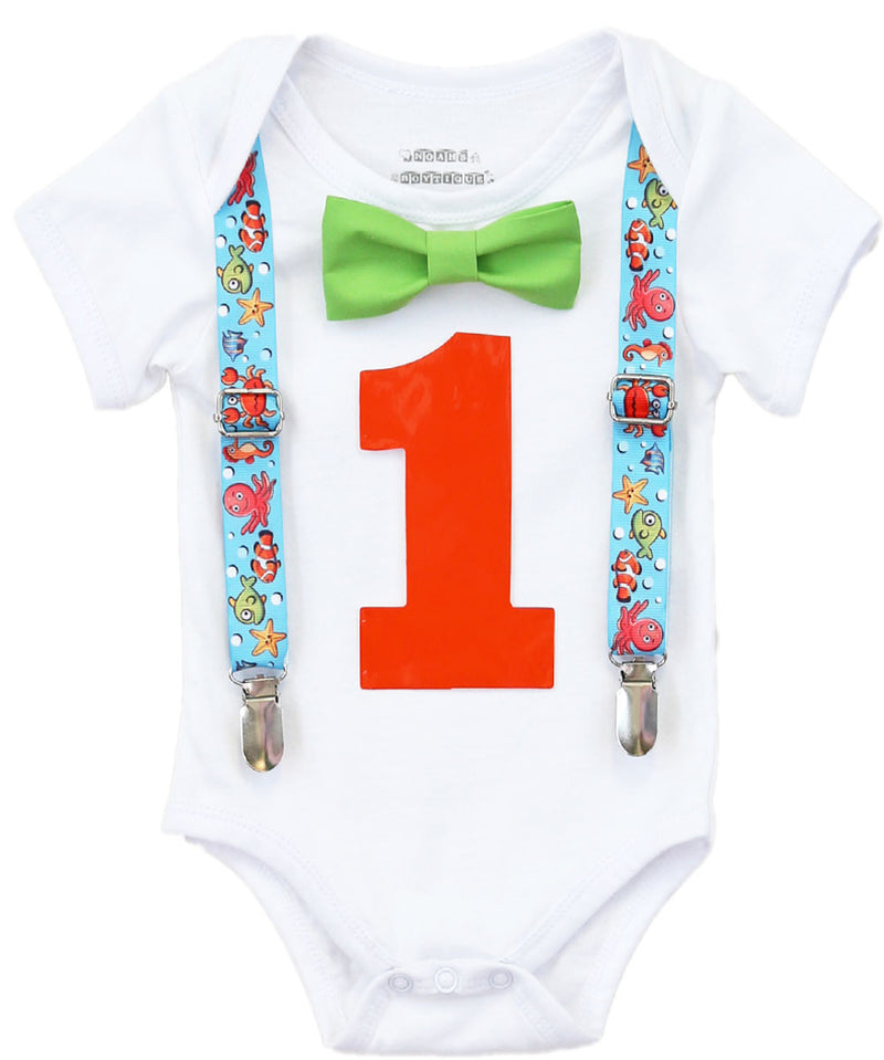 Fish Fishing Ocean Under the Sea First Birthday Outfit for Baby