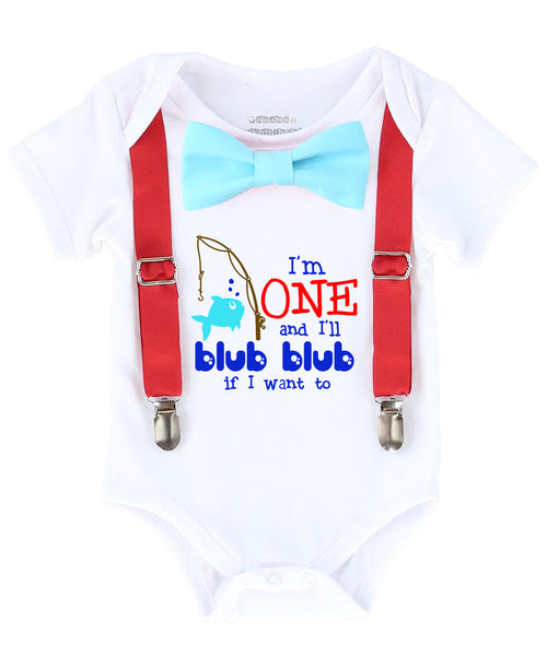 Fishing Fish Under the Sea First Birthday Shirt Outfit Boy Suspenders Bow Tie Onesie 1st birthday outfit fishing pole fisherman first birthday outfits boy cake smash