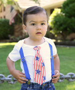 4th of July Outfit Boy - Baby Boy 4th of July Shirt - Toddler 4th of July Outfit Flag - Fourth of July Tie Patriotic Stars and Stripes - 4th of July Onesie Noah's Boytique