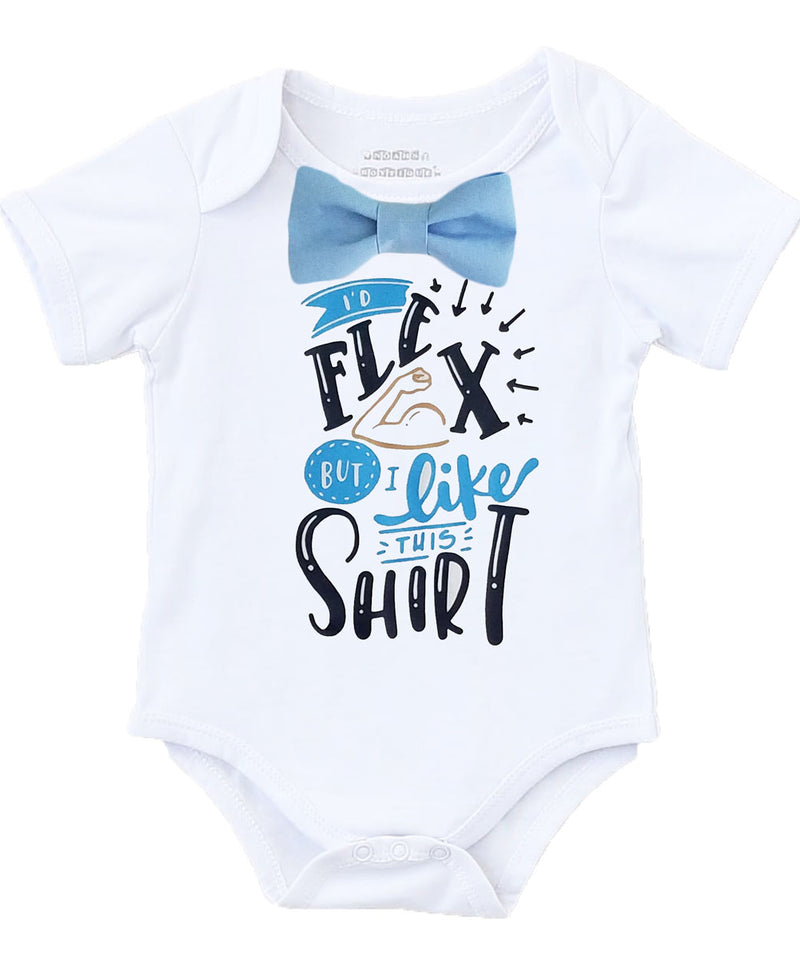 Newborn Boy Coming Home Outfit Blue and Grey  Baby Boy Clothes Gray Coming Home Set Shower Gift Baby Boy Funny Onesie I'd Flex But I Like This Shirt