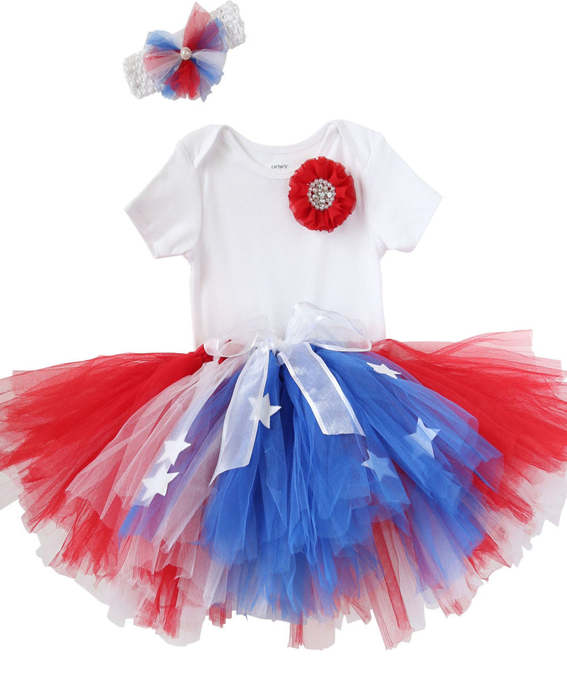 Girls Fourth of July Outfit - Fourth of July Tutu - Toddler - Baby Girl - Red White and Blue Star Tutu - July 4th Romper - Parade - Pageant