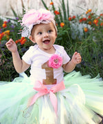 Baby Girl First Birthday Outfit - Mint Pink Gold White Lace Tutu - 1st Birthday - First Birthday Clothes - Headband - Baby Girl - Princess - Noah's Boytique Tutu - Baby Boy First Birthday Outfit