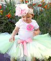 Baby Girl First Birthday Outfit - Mint Pink Gold White Lace Tutu - 1st Birthday - First Birthday Clothes - Headband - Baby Girl - Princess