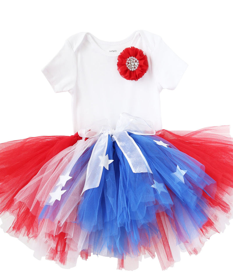 Girls Fourth of July Outfit - Fourth of July Tutu - Toddler - Baby Girl - Red White and Blue Star Tutu - July 4th Romper - Parade - Pageant