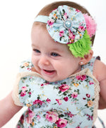 Baby Girl Floral Print Romper - Vintage Floral Print Baby Clothes - Headband - Baby Girl Outfits - Vintage Baby Rompers - Pink - White - Green - Rosebuds - Aqua -Eyelet - Lace - Summer Romper