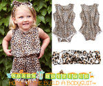 Baby Girl Leopard Romper - Leopard Print Baby Clothes - Headband - Baby Girl Outfits