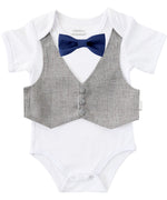 1st Birthday Outfit Boy - Boys First Birthday Outfit - Baby Boy Suspender Outfit - Grey Vest Red Navy Bow Tie Chevron Suspenders - Bundle