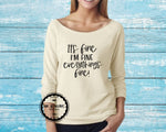 It's fine I'm fine everything is fine womens t-shirt mint long sleeve hot pink nude off the shoulder funny womens graphic tees natural nude beige cream