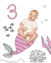 Mermaid Fish Tail Sketch Baby Photo Backdrop Background Monthly Pictures Milestone Backdrop