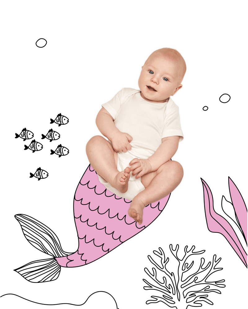 Mermaid Fish Tail Sketch Baby Photo Backdrop Background Monthly Pictures Milestone Backdrop