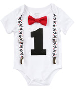 mickey mouse first birthday outfit with red bow tie and suspenders 1st birthday