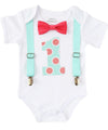 Boys First Birthday Outfit Mint and Coral - Polka Dot Number One - Spring Birthday - 1st Birthday Outfit - Boys Birthday Clothes - Colorful