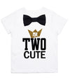 Boys 2nd Birthday Shirt Mr Two Cool Black and Gold with Bow Tie