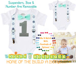 Baby Boy Mustache Birthday Outfit - Little Man Outfit - First Birthday - Mint - Grey Gray - Bow Tie Party - Baby Boy Clothes - 1st Birthday - Noah's Boytique  - Baby Boy First Birthday Outfit