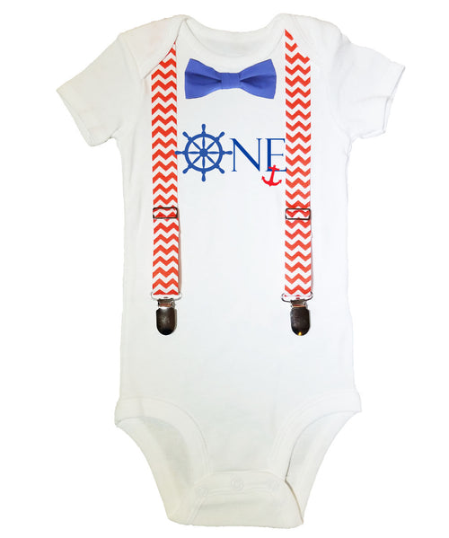 nautical first birthday outfit baby boy 1st anchor onesie chevron blue party theme shirt 