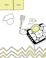 Chef Cooking Sketch Baby Photo Backdrop Background Illustration Monthly Pictures Milestone Backdrop