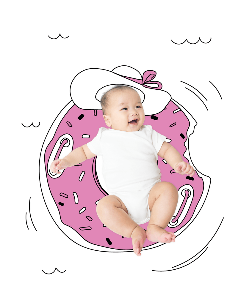 Pool Donut Float Sketch Baby Photo Backdrop Background Monthly Pictures Milestone Backdrop