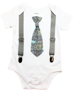 Baby Boy Coming Home Outfit Gray Airplane Precious Boy Tie and Suspenders - Baby Shower Gift for Baby Boy - Newborn Coming Home Outfit Mint Coming Home Onesie Noah's Boytique Tie Onesie