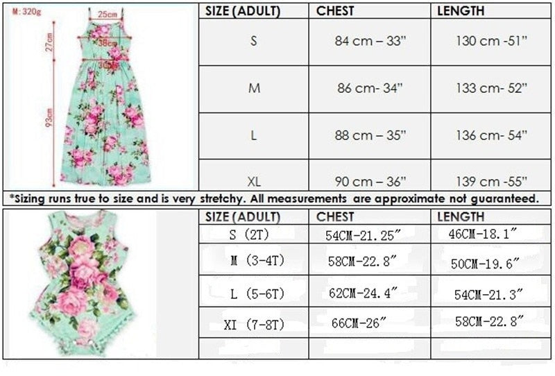 Mother Daughter Kids Maxi Dresses for Girls Romper Floral Mint Family Matching Clothes Set Outfits Summer Mommy and Me Beach Dress