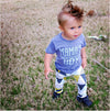Mama's Boy Light Blue Shirt and Triangle Print Leggings Pants Baby Boy Outfit Set Navy Mustard Blue