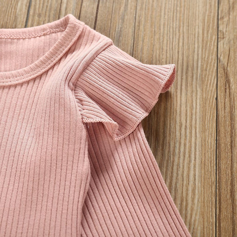 Autumn Baby Girl Boy Clothes Newborn Sets Outfit Pink Long Short Romper Bodysuit Black Stripe 2 Piece Set
