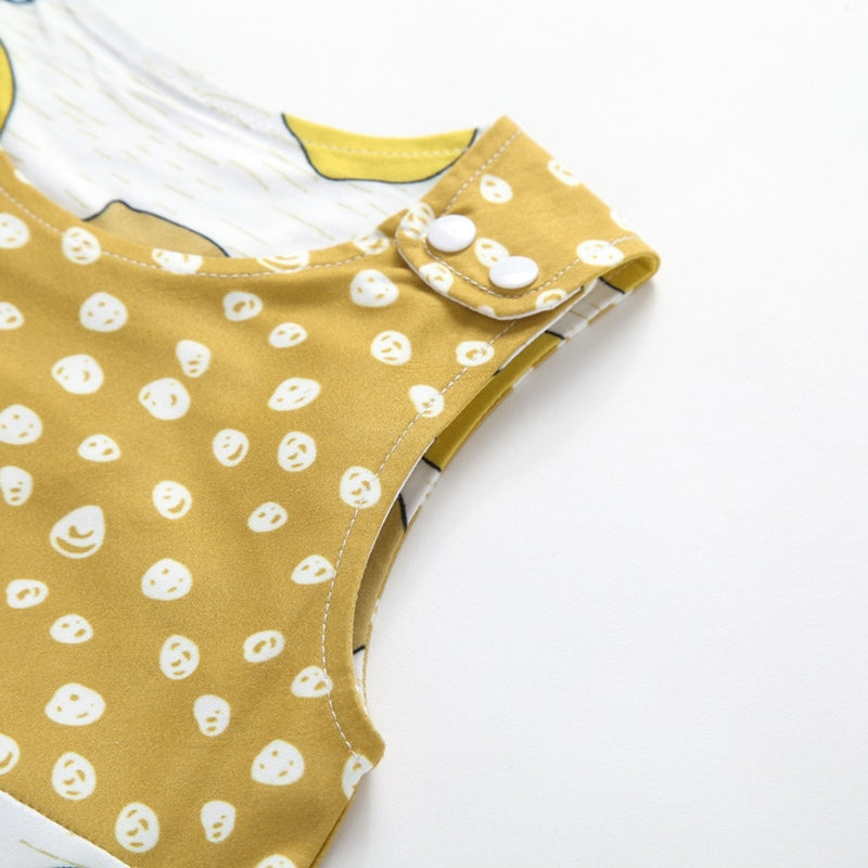 Baby Boy Outfits Clothes Newborn Baby Kids Girl Rompers Toddler Unisex Lemon Printed Sleeveless Cotton Jumpsuit Playsuit