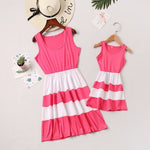 Mommy and Me Matching Mother Daughter Striped Dresses Mom and Daughter Dress Kids Parent Child Outfits Clothes