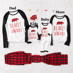 Christmas Family Pajamas Plaid Design ' Bearly Awake ' Matching Pajamas Set Mother Father Kids Baby Sleepwear Outfits  Buffalo Plaid