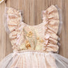 Baby Girls Vintage Inspired Chiffon Tutu Romper with Floral Embroidery Fancy Baby Girl Romper Ruffle Sleeves Victorian Style