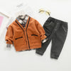 Baby Boy Cardigan Sweater Fall Outfit with Shirt and Pants Set