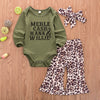 Baby Girl Country Music Outfit Leopard Flare Pants Willie Cash Hank Merle Onesie Set