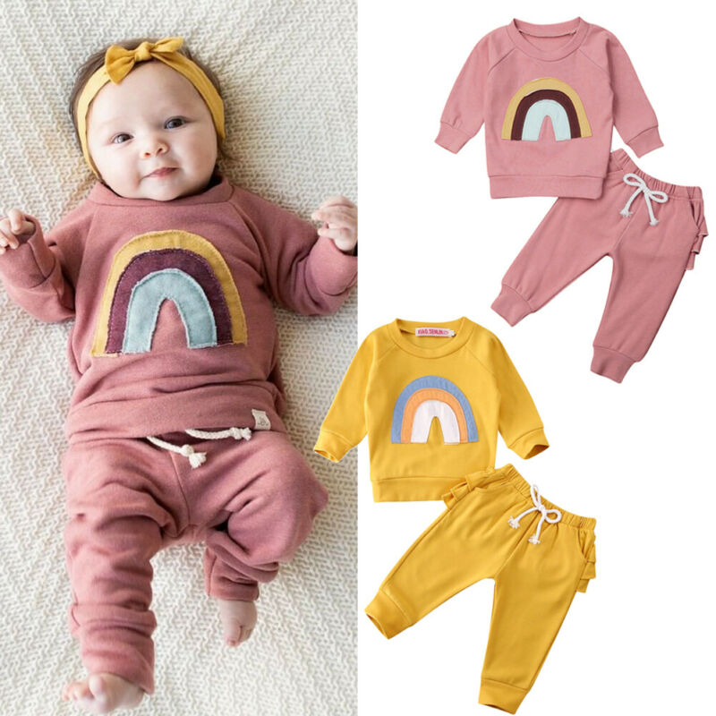 Baby Girl Rainbow Boho Sweatshirt and Sweat Pants