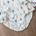 Baby Todler Girl Ice Cream Cone Bathing Suit Ice Cream Swim Suit with Bows
