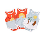 Baby Infant Newborn Baby Girls Boys Embroidery Sunrise Bodysuits Sleeveless Sunsuit Jumpsuit Unisex