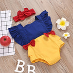 Baby Girl Snow White Inspired Romper with Ruffle Sleeves and Ruffles on the Bottom