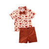 boys fox shirt with bow tie rust burnt orange collar button up shirt and shorts set toddler boys