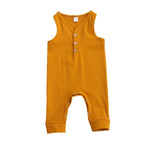 Baby Boys Romper Sleeveless V-neck Pants Striped and Printed Baby Basics mustard color