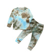 Toddler Baby Kids Girls and Boys Tie Dye Clothes Ribbed Knit Long Sleeve Shirt Pants Set Pajamas