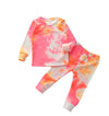 Toddler Baby Kids Girls and Boys Tie Dye Clothes Ribbed Knit Long Sleeve Shirt Pants Set Pajamas