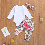 Baby Girl Daddy's Little Girl Heart Onesie with Floral Print Leggings and Matching Bow Outfit Set
