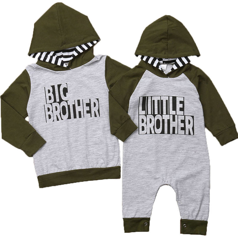 Big Brother Little Brother Matching Outfits Romper and T-shirt Cute Matching Outfits for Brothers Long Sleeves Winter