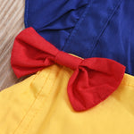 Baby Girl Snow White Inspired Romper with Ruffle Sleeves and Ruffles on the Bottom
