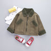 Kid Boy Velvet Jacket Fall Top Coats Lapel Neck Long-Sleeve Side Pocket Keep Warm Zipper Blouse