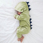 Baby Dinosaur Long Sleeve Romper with Hood Soft Unisex Jumpsuit Onesie