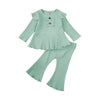 Infant Baby Girls Long Sleeve Tops Ruffle with Flared Pants Bell Bottoms