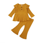 Infant Baby Girls Long Sleeve Tops Ruffle with Flared Pants Bell Bottoms