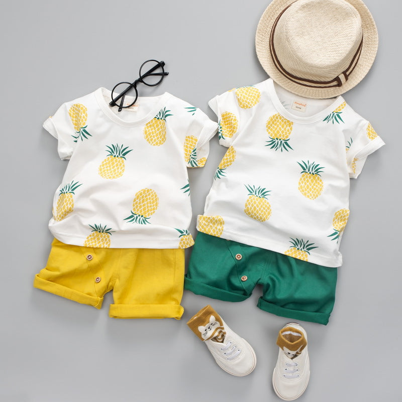 pineapple print  boys clothing set for summer  boys clothing sets for spring  baby boy pineapple shirt  toddler boy pineapple graphic tee shirt  boys pineapple shirt