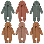 thermal hooded long sleeve baby boy baby girl rompers button up neutral colors baby shower gift christmas 