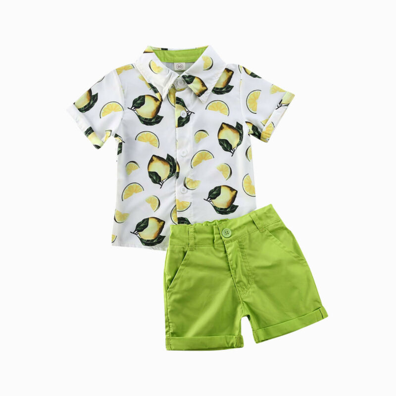 Toddler Boy Lemon Shirt Button Up Shirts for Boys with Pants Set Boys Spring and Summer Outfits Cute Boy Clothes