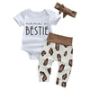 Mama's Bestie Onesie and Pant Set Baby Girl with Headband Animal Print Pants